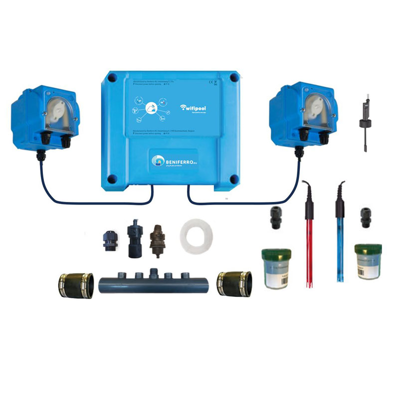 Automatische Dosieranlage WiFi Pool Twin | für pH & Chlor mit Durchflussschalter selbstbausatz | Pools bis max. 150 m³ Kopie