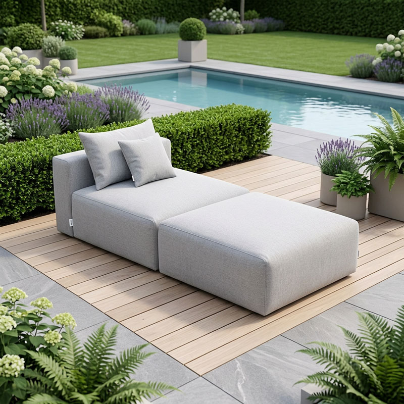 Alazia Modulares Outdoor Sofa hellgrau S 110 x 220 x 65 cm