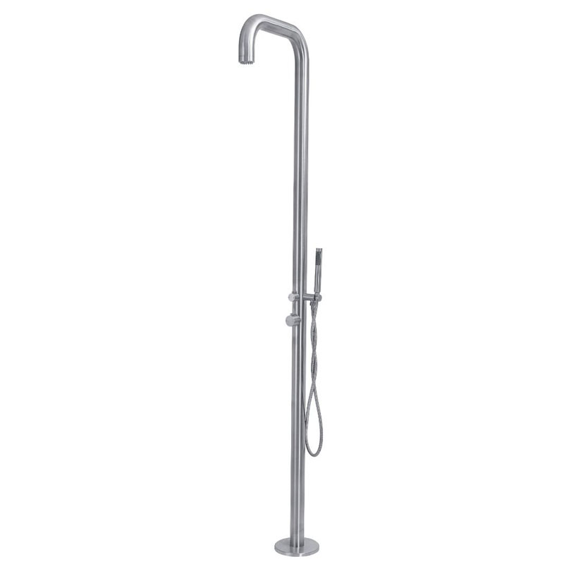 Gartendusche Gebogen | aus Edelstahl | mit Kopf- und Handbrause