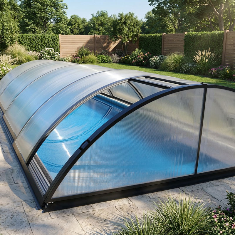 Mountfield Poolüberdachung Economic | 8,54 x 3,80 x 1,37 m | Doppelsteg | Vormontiert | Hochwertige Überdachung