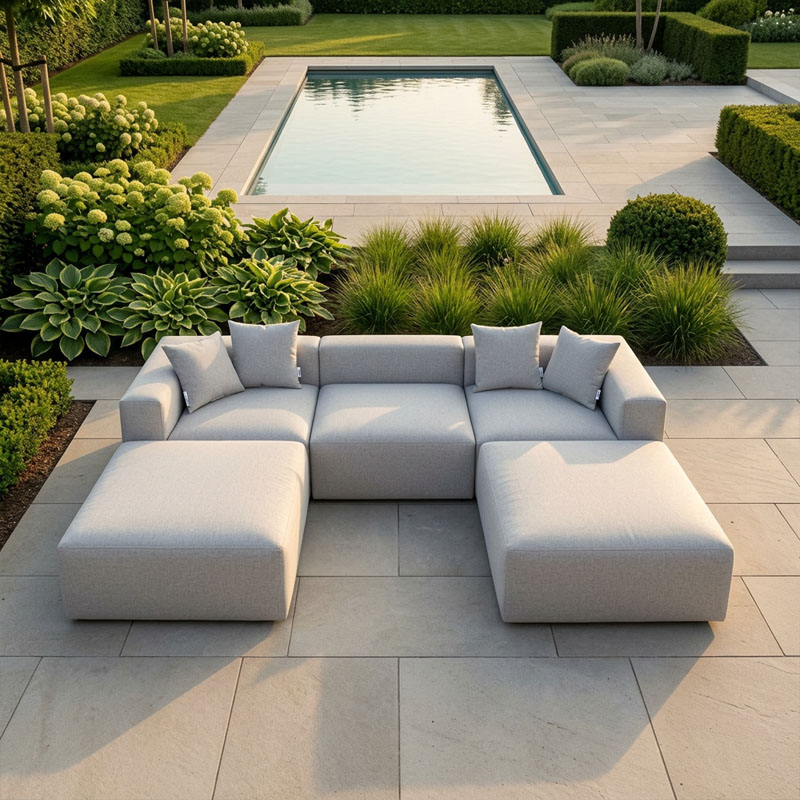Alazia Modulares Outdoor Sofa hellgrau XXL 330 x 250 x 65 cm