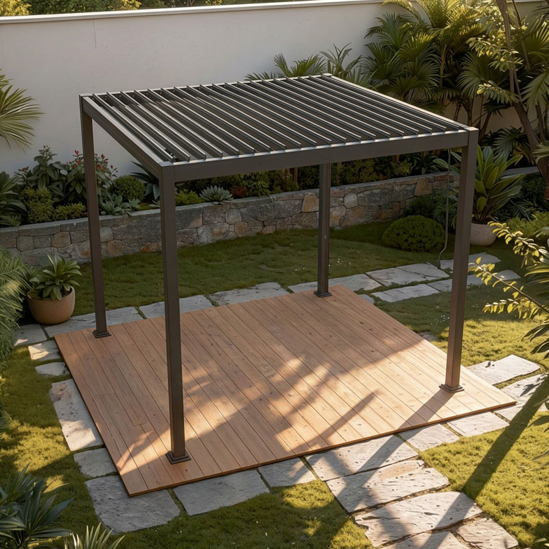 Lamellenpavillon Rovas Anthrazit 300 x 300 x 240 cm | mit verstellbaren Lamellen