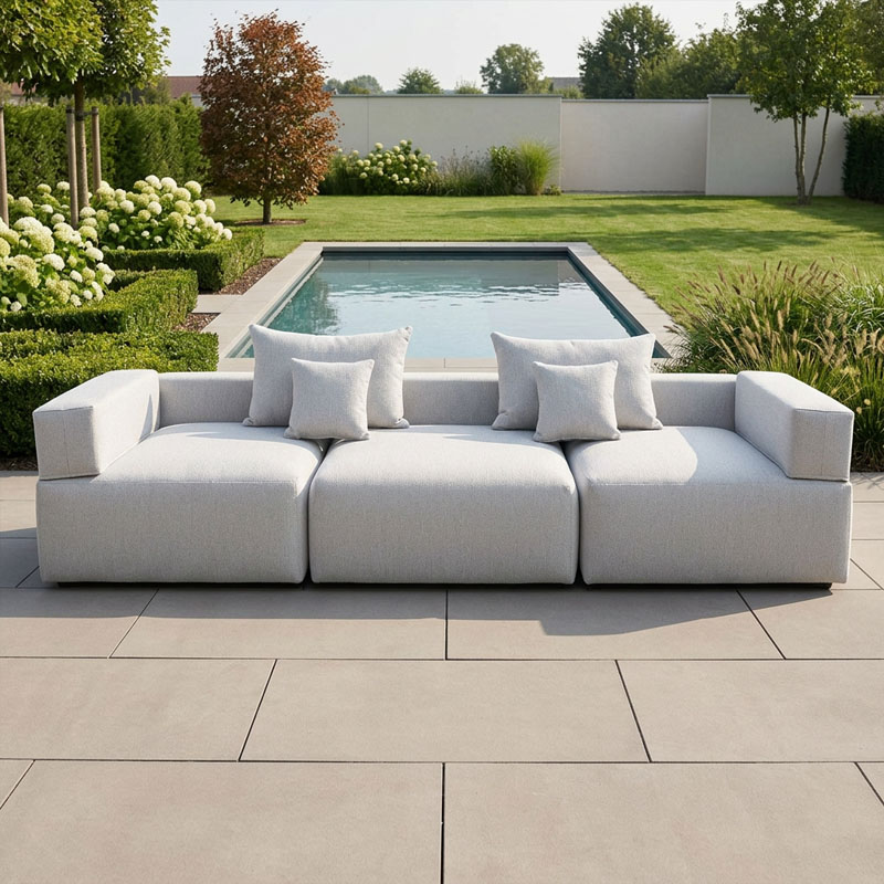 Alazia Modulares Outdoor Sofa hellgrau L 330 x 110 x 65 cm