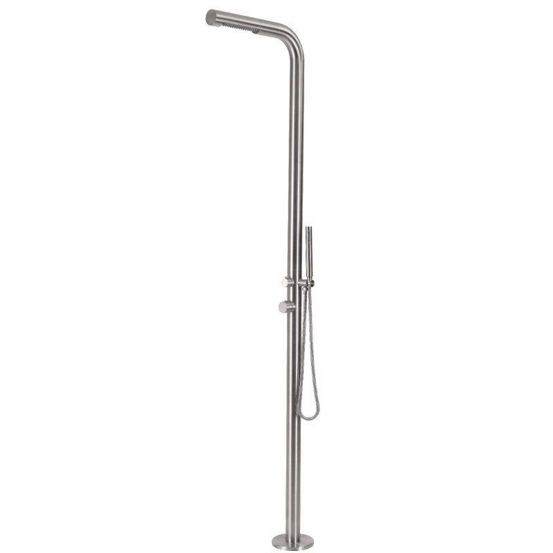 Gartendusche Flach | aus Edelstahl | mit Kopf- und Handbrause