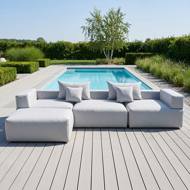 Alazia Modulares Outdoor Sofa hellgrau XL 330 x 250 x 65 cm