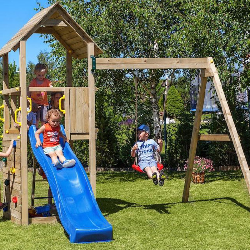 Fungoo Spielturm Carol2 mit Klettergerüst | Schaukel | Rutsche