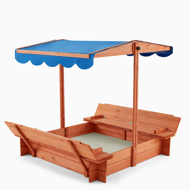 BUDDELKISTE Sandkasten mit Sonnensegel  110 x 110 cm