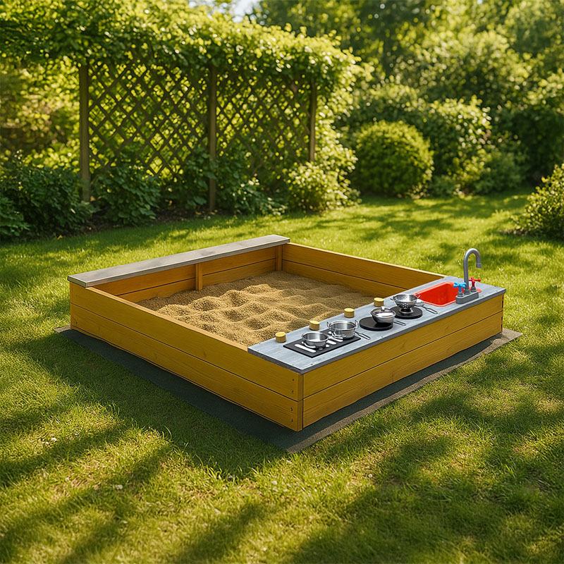 COOKY Sandkasten mit Spielküchenzeile Natur