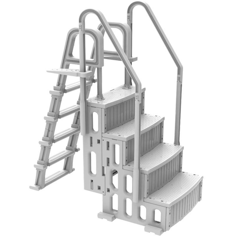 Pooltreppe mit 4 Stufen und Leiter für Aufstellpools bis 1,45 m