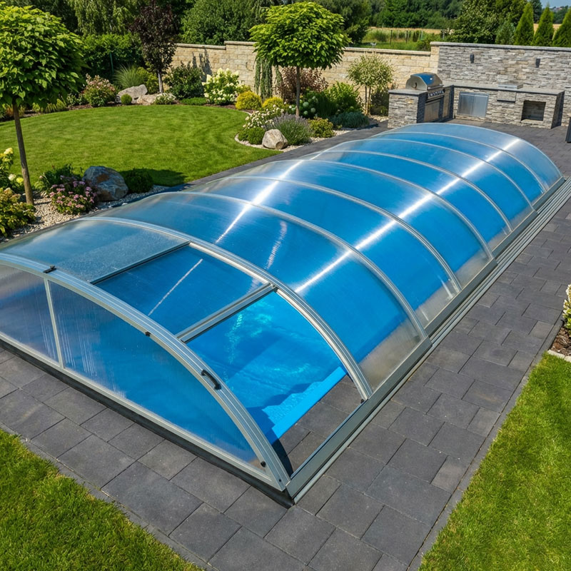 Mountfield Poolüberdachung Compact K4 | 8,54 x 3,75 x 0,80 m | Doppelsteg | Vormontiert | Hochwertige Überdachung