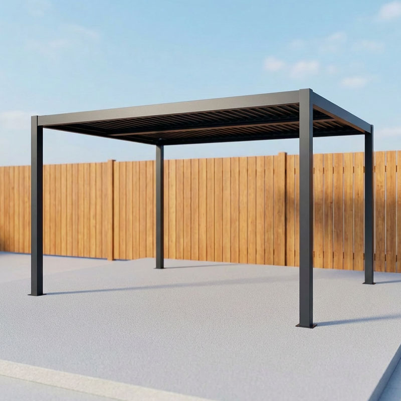 Milo 1012 | Stahl Pergola mit Lamellendach | Schwarz | 3x3,5 m