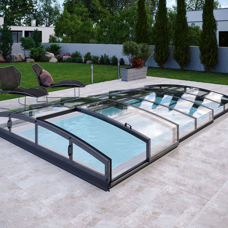 Albixon Poolüberdachung Casablanca Infinity A | 346 x 635 cm | Klarglasoptik | abschließbar | 4 mm Polycarbonat Verglasung