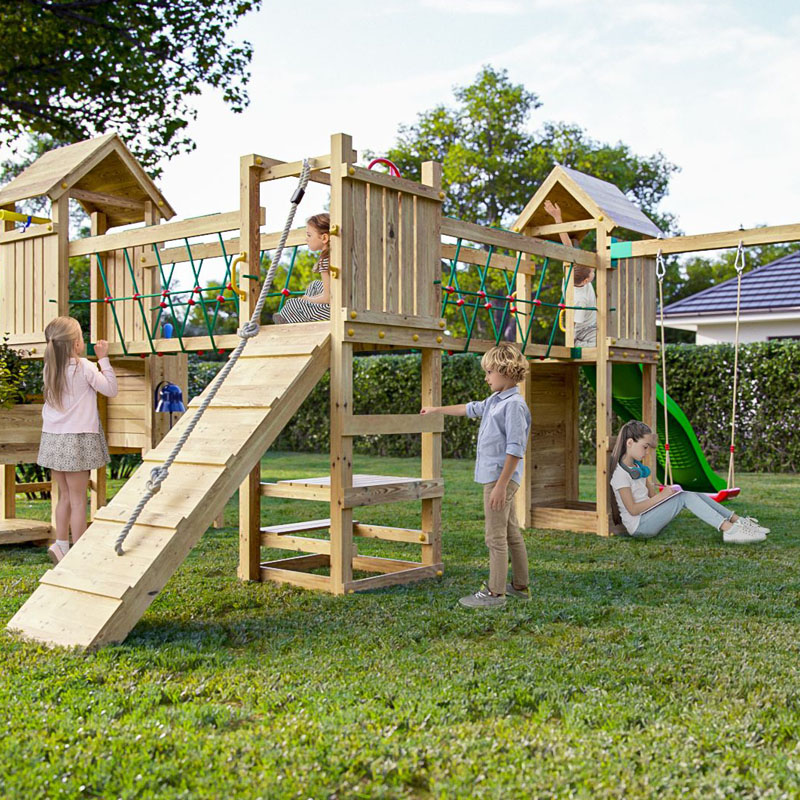 Fungoo Spielturm Maxi Funny Optimizer | mit Rutsche | Schaukeln | Kletterwand | Seilbrücke