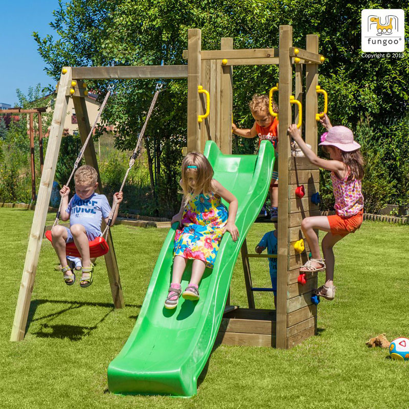 Fungoo Spielturm Funny 3 KDI mit Schaukel und Rutsche