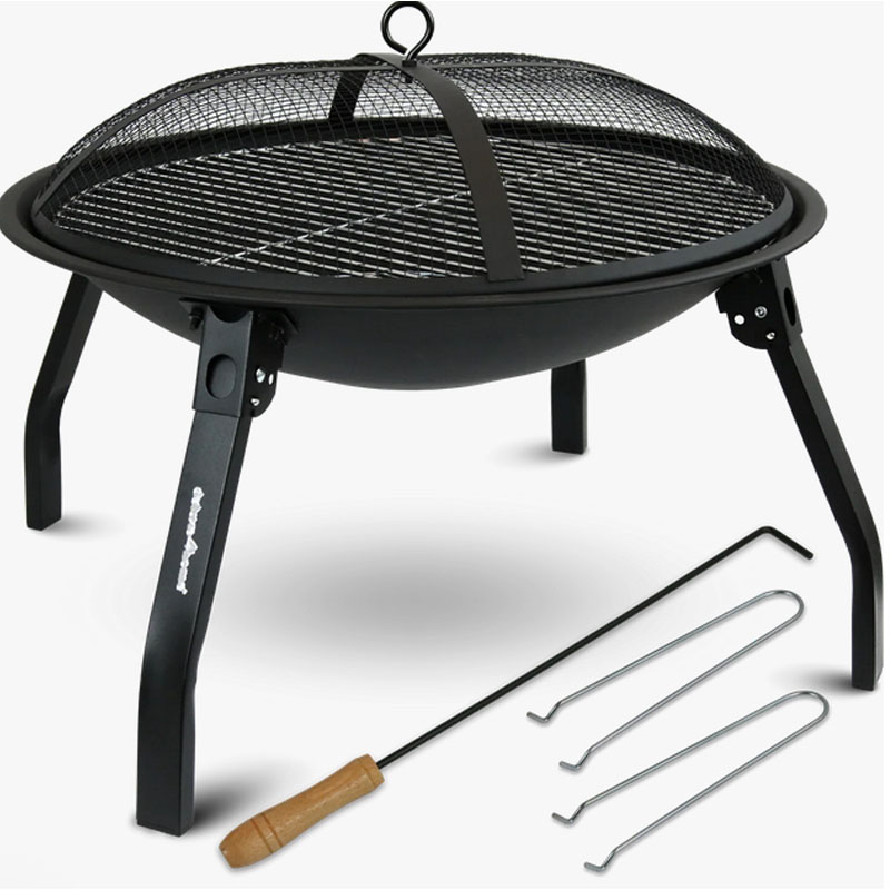 Feuerschale XL | Grillost + Funkenschutzdeckel | 55 cm Durchmesser schwarz