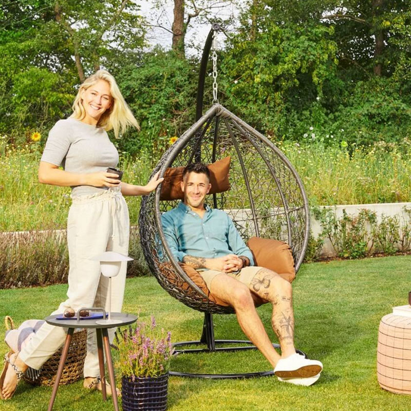 Polyrattan Hängesessel CIELO mit Gestell Grau/Braun