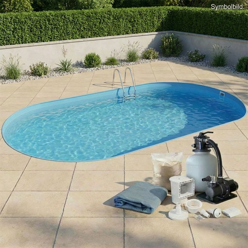 Stahlwandpool Komplettset Oval 4,90 x 3,00 m | 3 Tiefen | 3 Folienfarben | Individuelle Set-Konfiguration