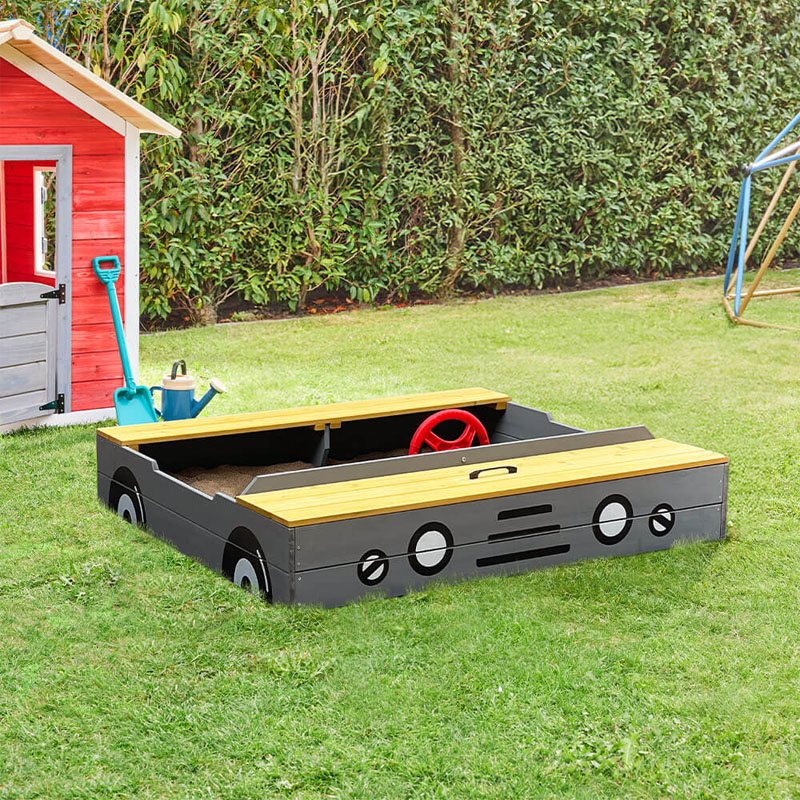 KIDDY Sandkasten aus Holz Hellgrau