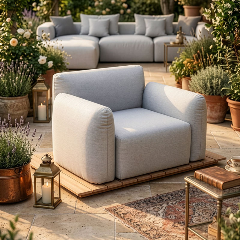 Arani Outdoor Sessel hellgeau inkl. Unterbau